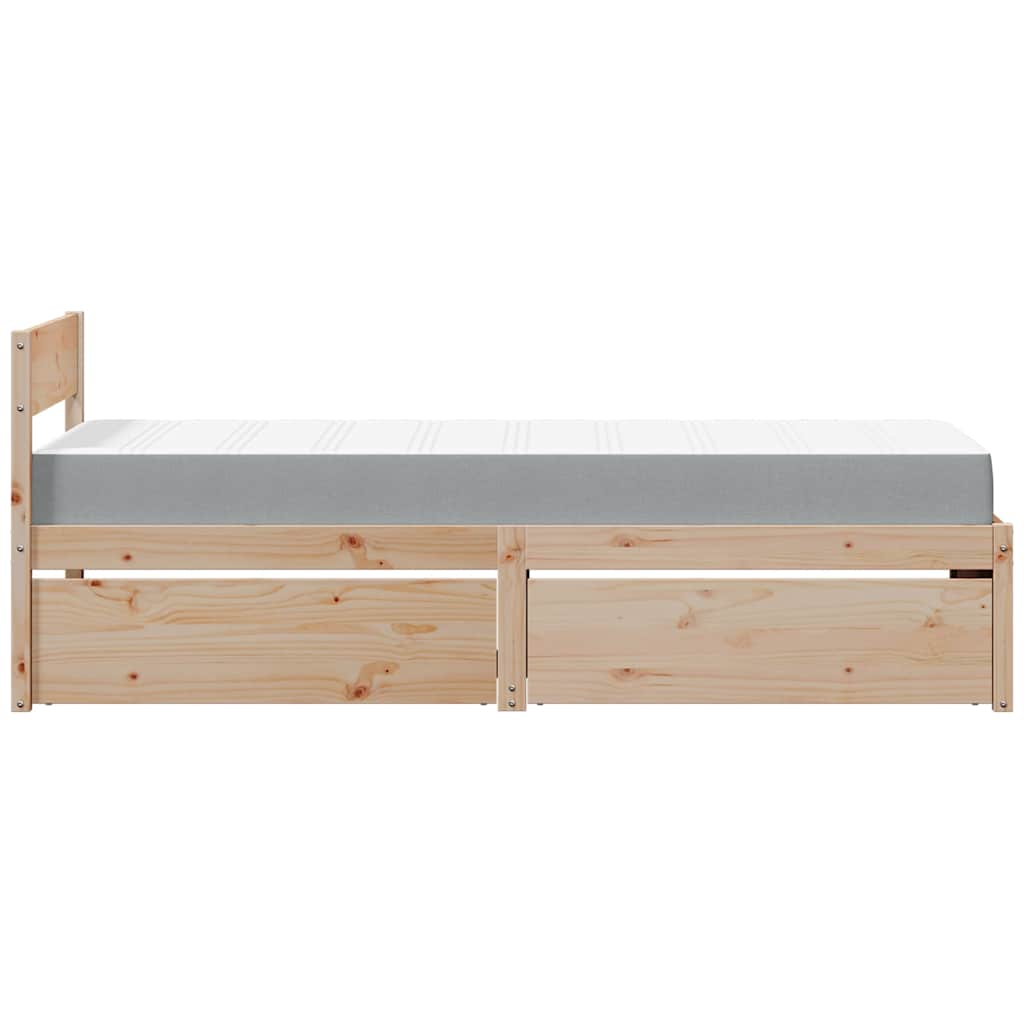 Krevet s ladicama i madracem 90 x 200 cm od borovine