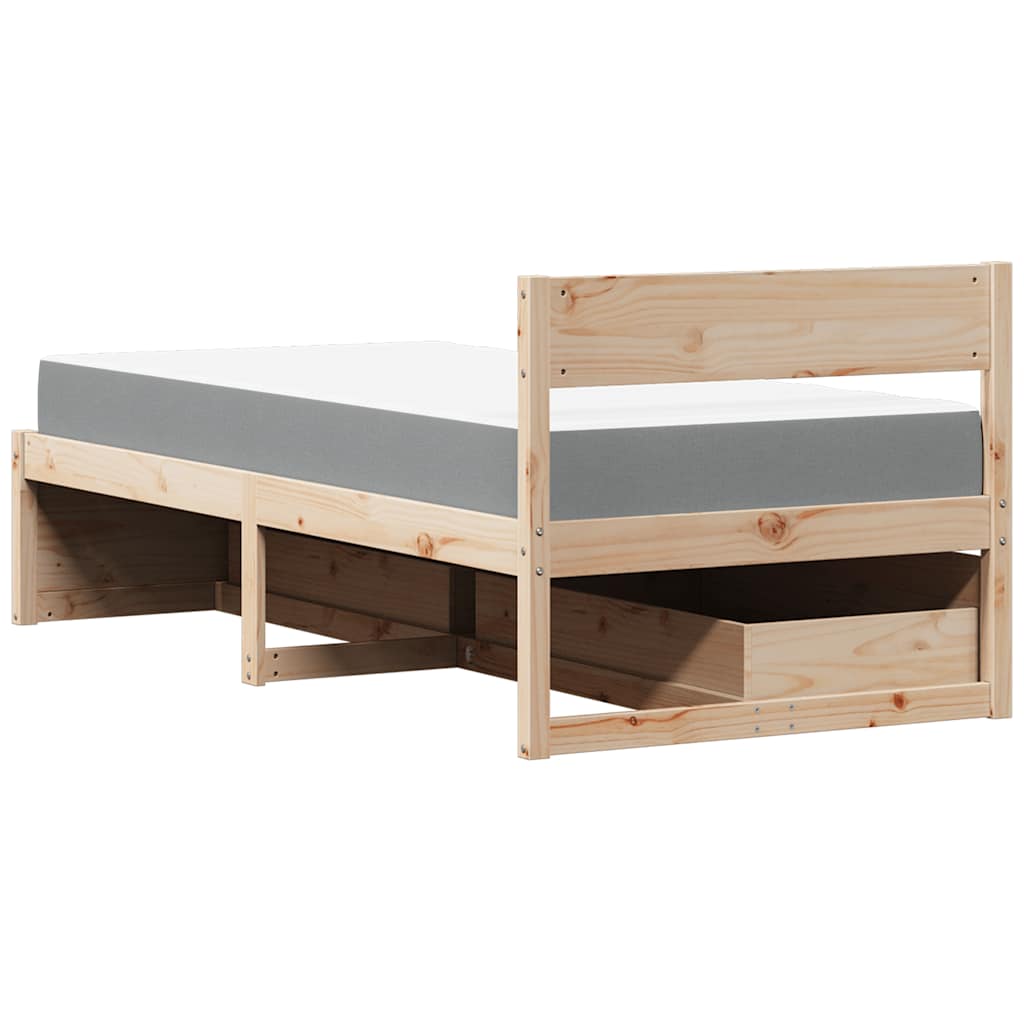 Krevet s ladicama i madracem 90 x 200 cm od borovine