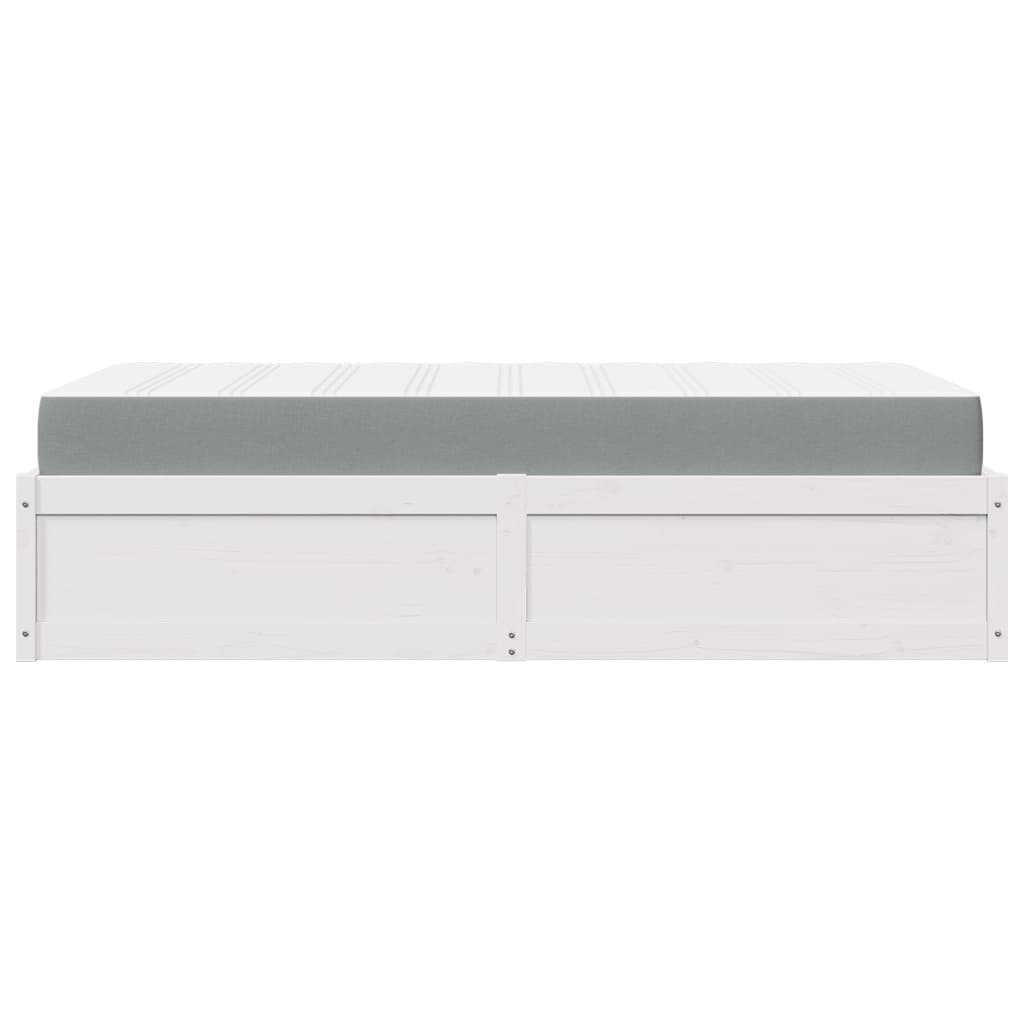 Krevet s madracem bijeli 90 x 200 cm od masivne borovine