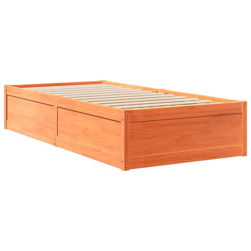 Krevet s madracem voštano smeđi 90x200 cm od masivne borovine