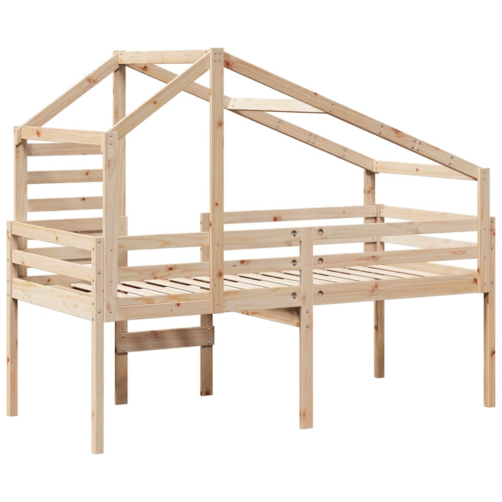 Visoki krevet s krovom 90 x 200 cm od masivne borovine