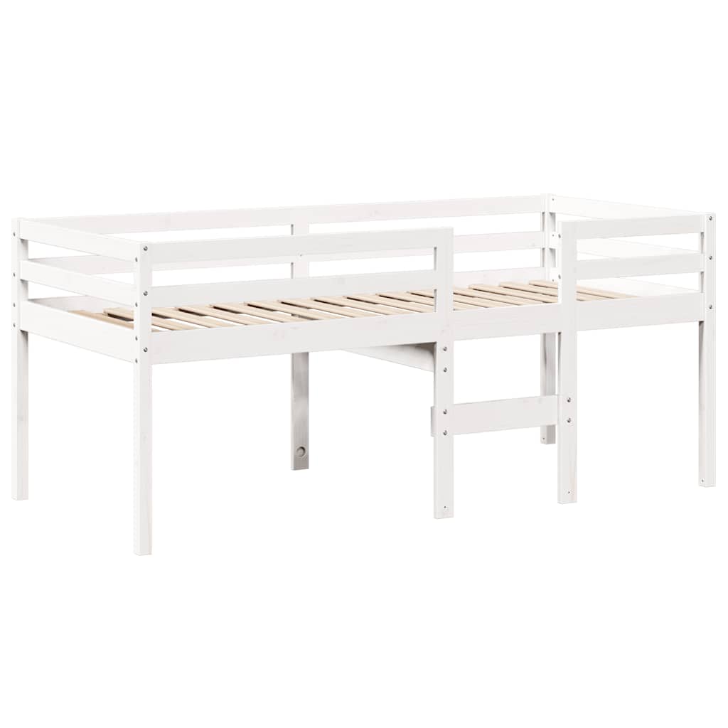 Visoki krevet s krovom bijeli 90 x 190 cm od masivne borovine
