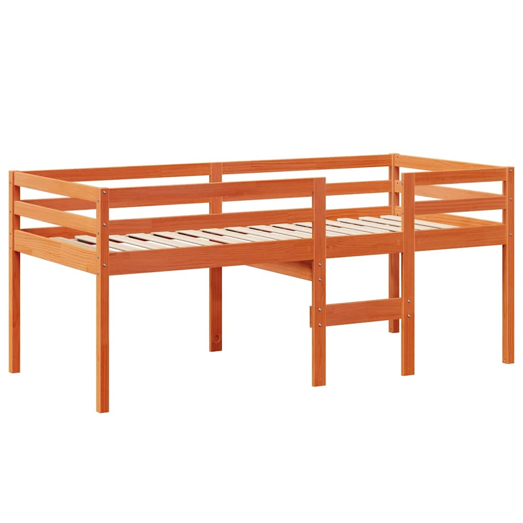 Visoki krevet s krovom voštano smeđi 75x190 cm masivna borovina
