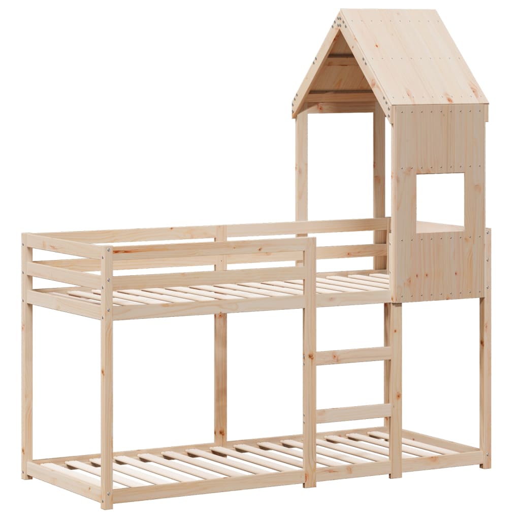 Krevet na kat s krovom 90 x 190 cm od masivne borovine