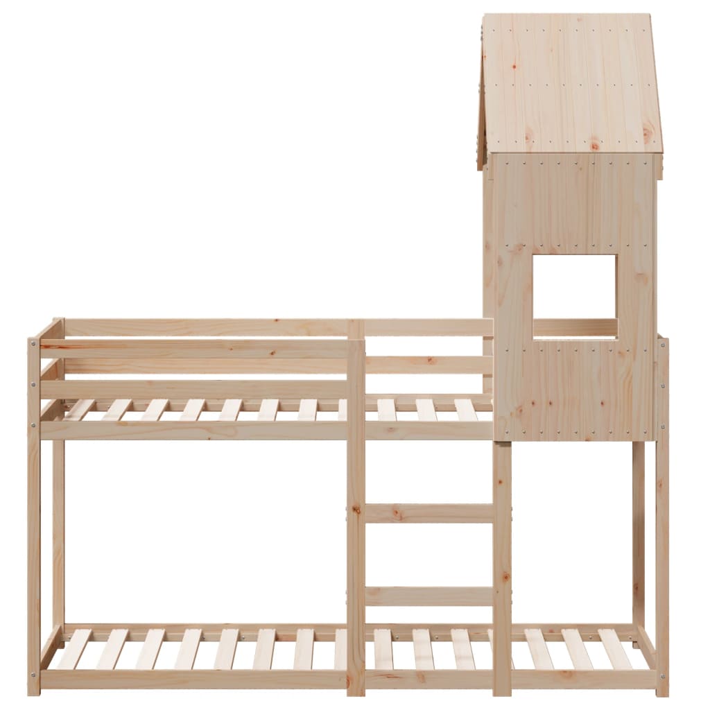 Krevet na kat s krovom 90 x 190 cm od masivne borovine