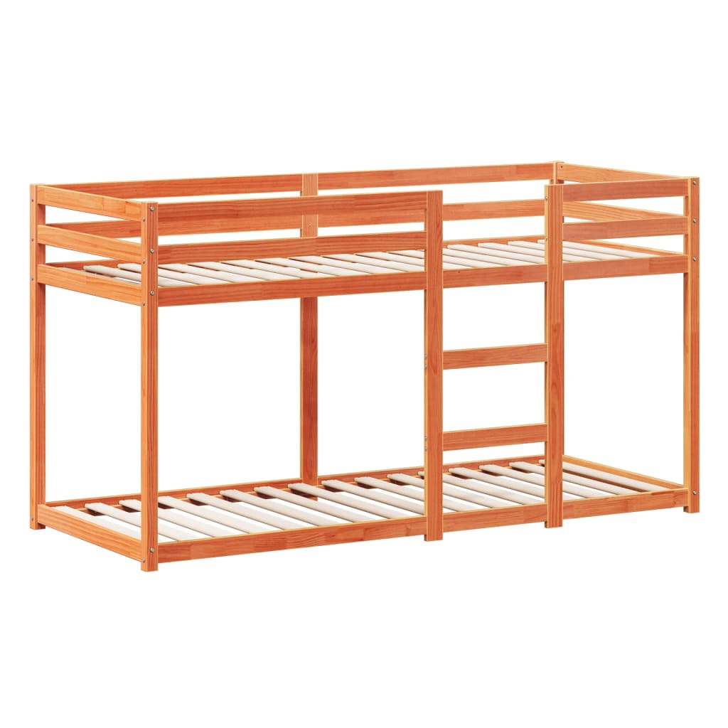 Krevet na kat s krovom voštano smeđi 90x190 cm masivna borovina