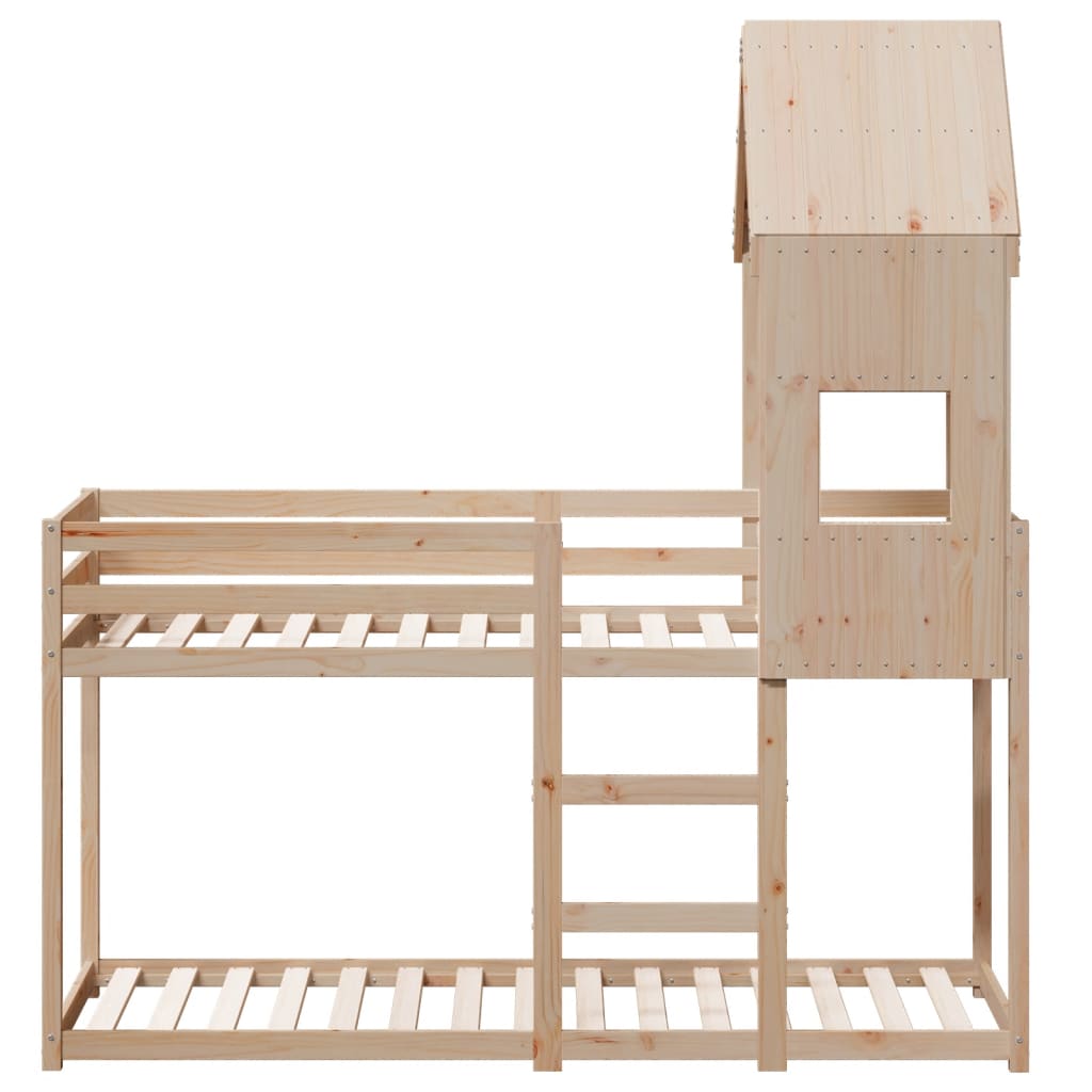 Krevet na kat s krovom 90 x 190 cm od masivne borovine