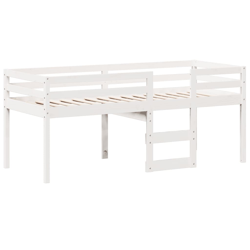Visoki krevet s krovom bijeli 90 x 190 cm od masivne borovine