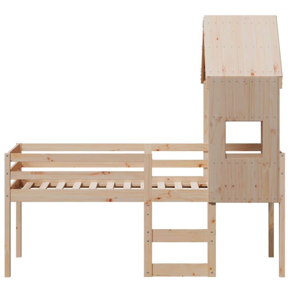Visoki krevet s krovom 75 x 190 cm od masivne borovine