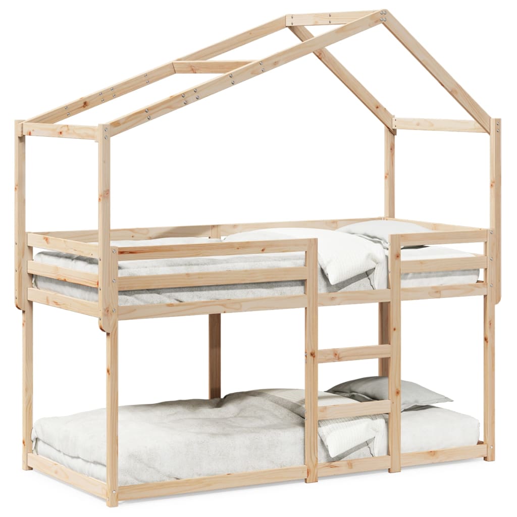 Krevet na kat s krovom 90 x 200 cm od masivne borovine