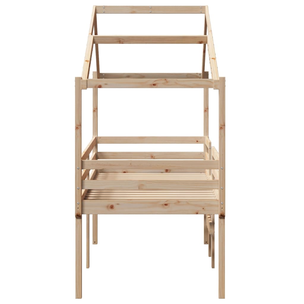 Visoki krevet s krovom 90 x 190 cm od masivne borovine