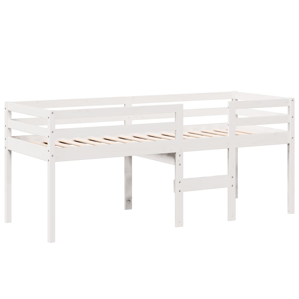 Visoki krevet s krovom bijeli 90 x 190 cm od masivne borovine