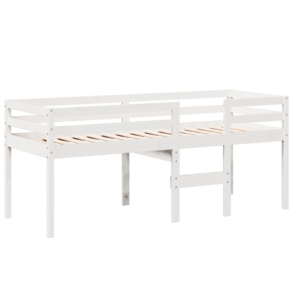 Visoki krevet s krovom bijeli 75 x 190 cm od masivne borovine