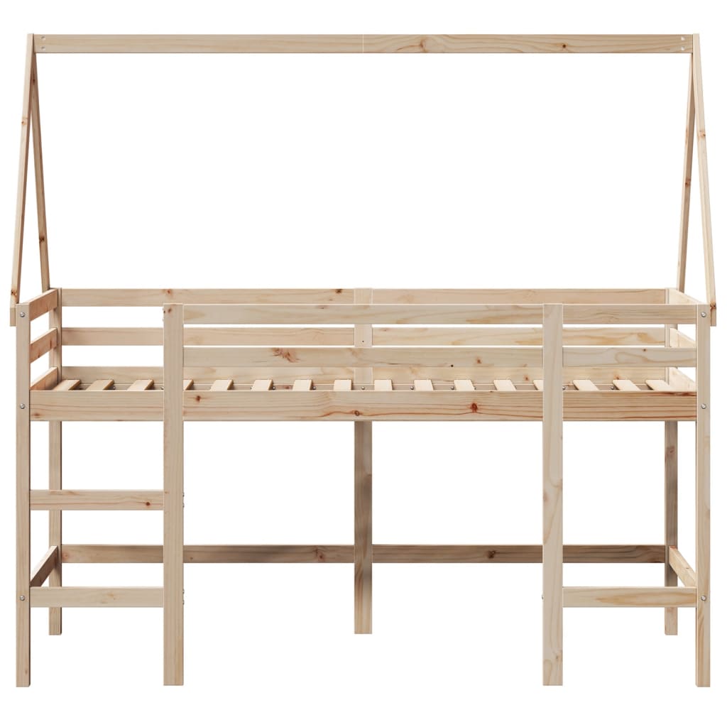 Krevet na kat s ljestvama i krovom 80x200 cm od borovine