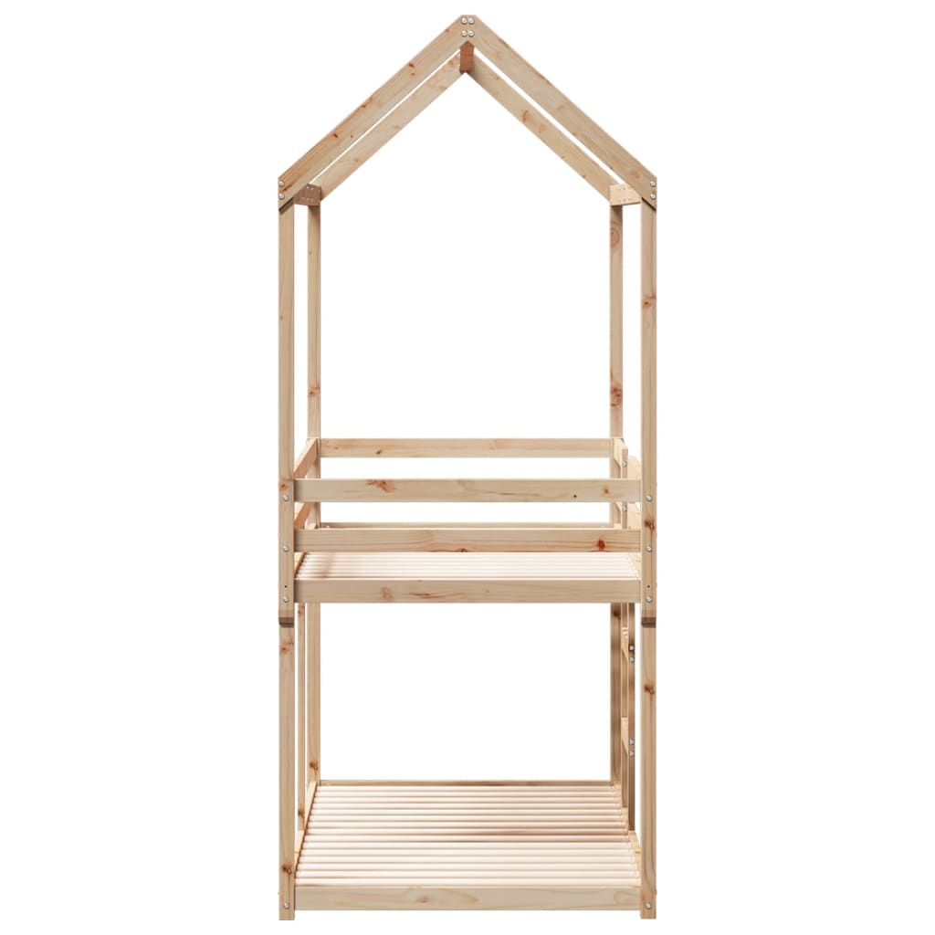 Krevet na kat s krovom 90 x 190 cm od masivne borovine