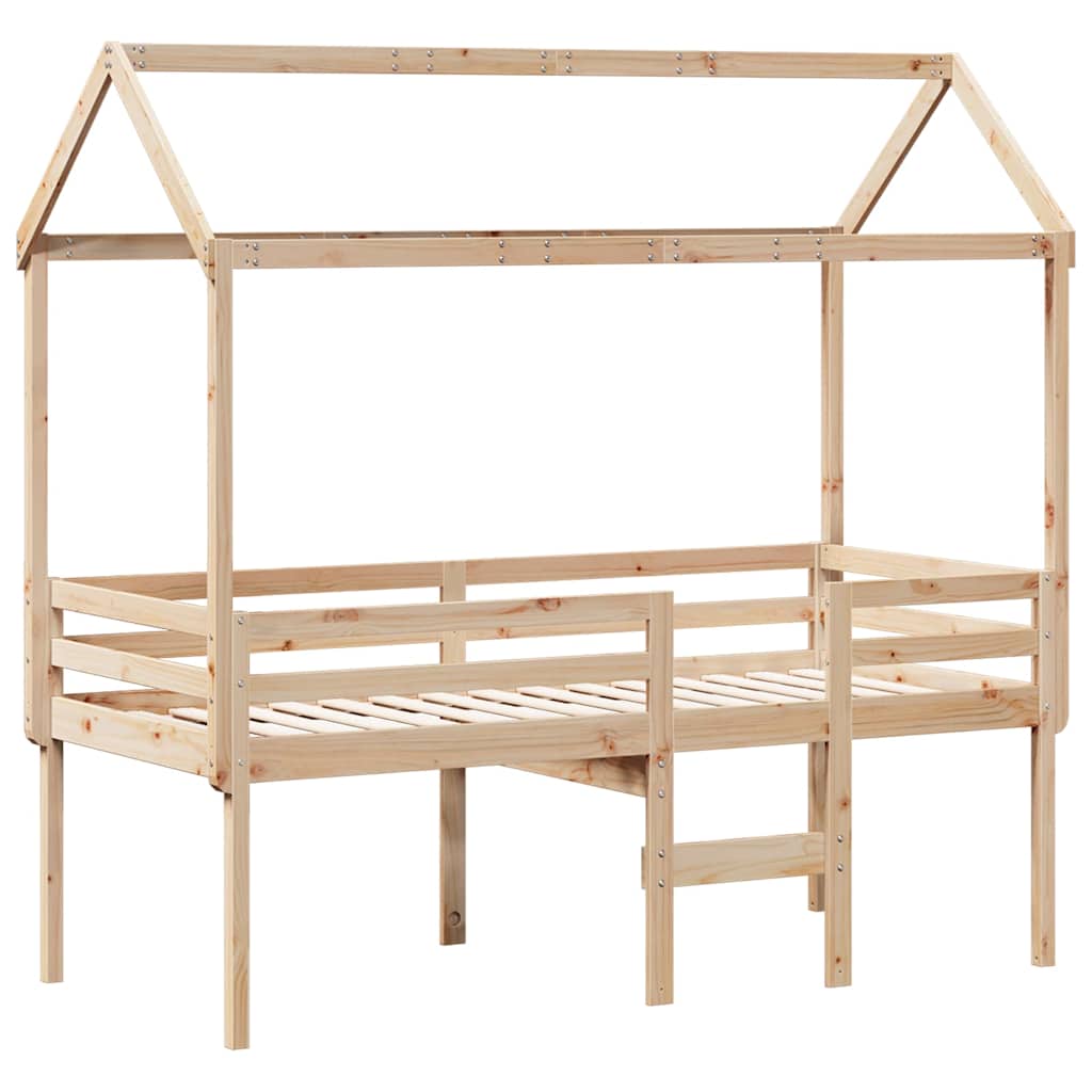 Visoki krevet s krovom 90 x 200 cm od masivne borovine