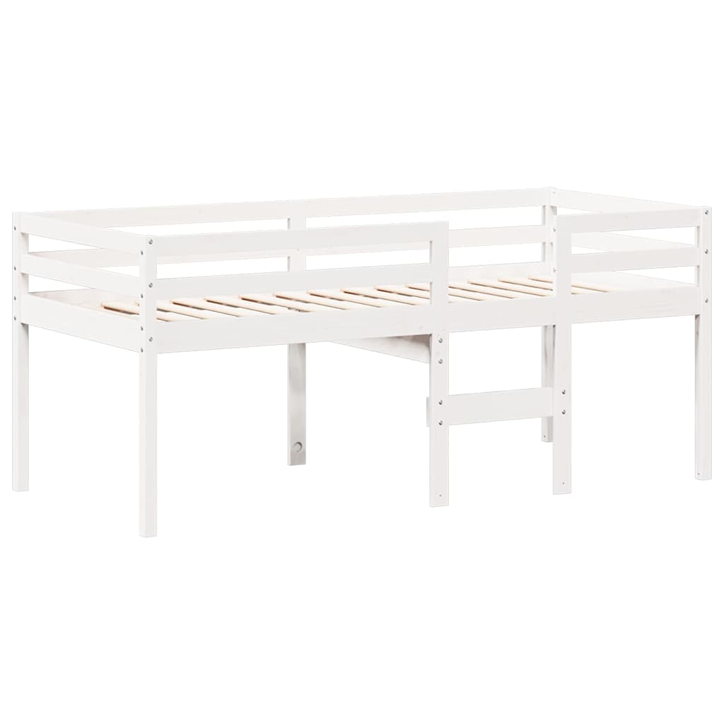 Visoki krevet s krovom bijeli 90 x 200 cm od masivne borovine