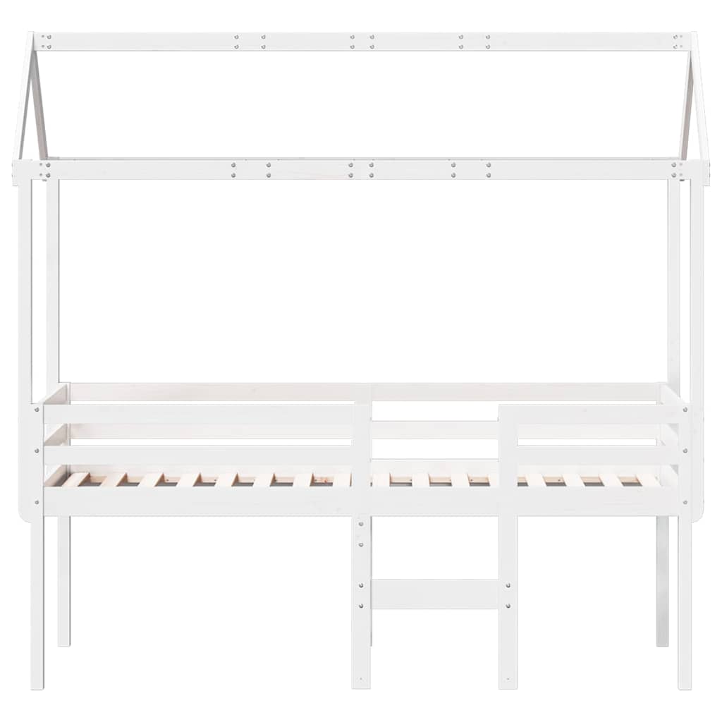 Visoki krevet s krovom bijeli 80 x 200 cm od masivne borovine