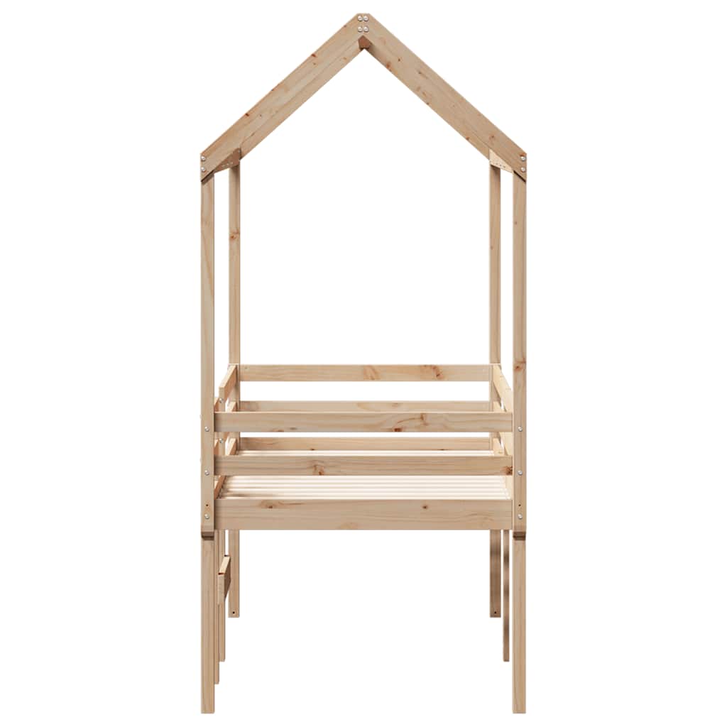 Visoki krevet s krovom 90 x 190 cm od masivne borovine