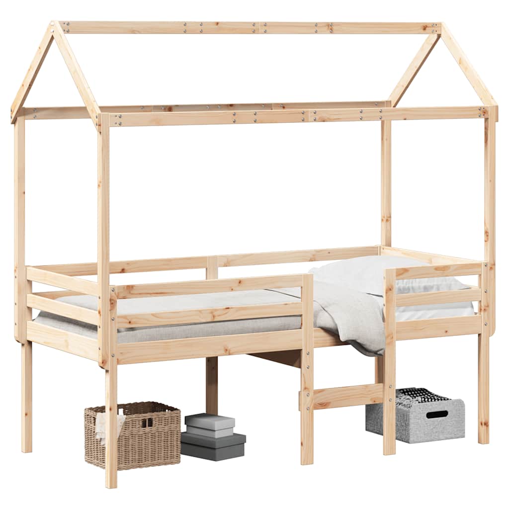Visoki krevet s krovom 75 x 190 cm od masivne borovine