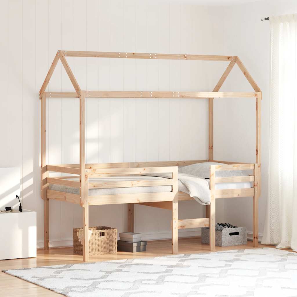 Visoki krevet s krovom 75 x 190 cm od masivne borovine