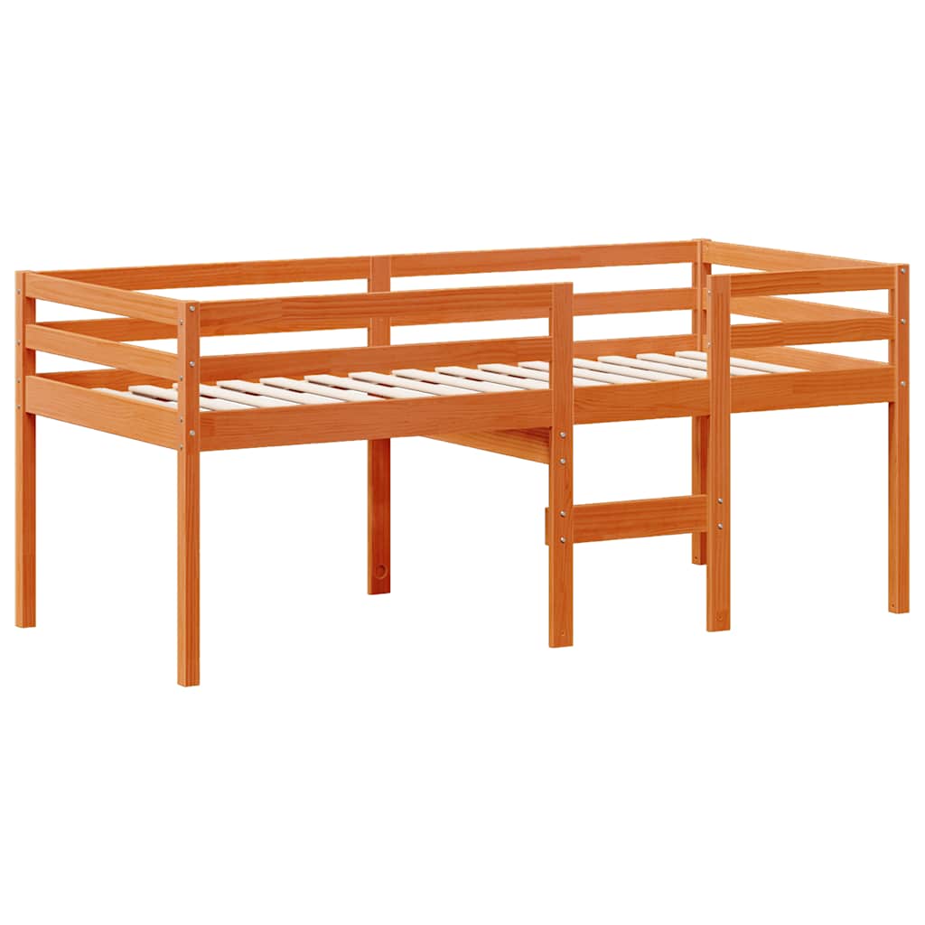 Visoki krevet s krovom voštano smeđi 75x190 cm masivna borovina
