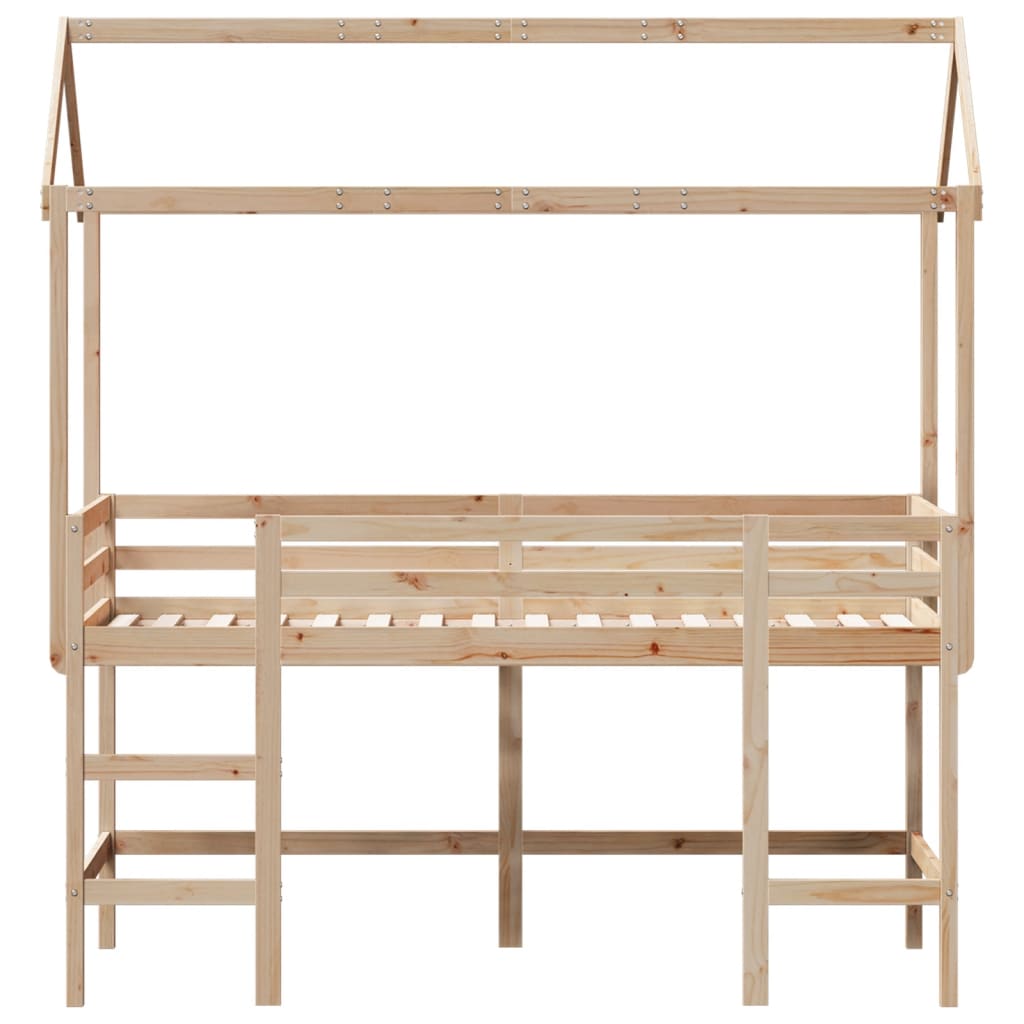Krevet na kat s ljestvama i krovom 90x190 cm od borovine