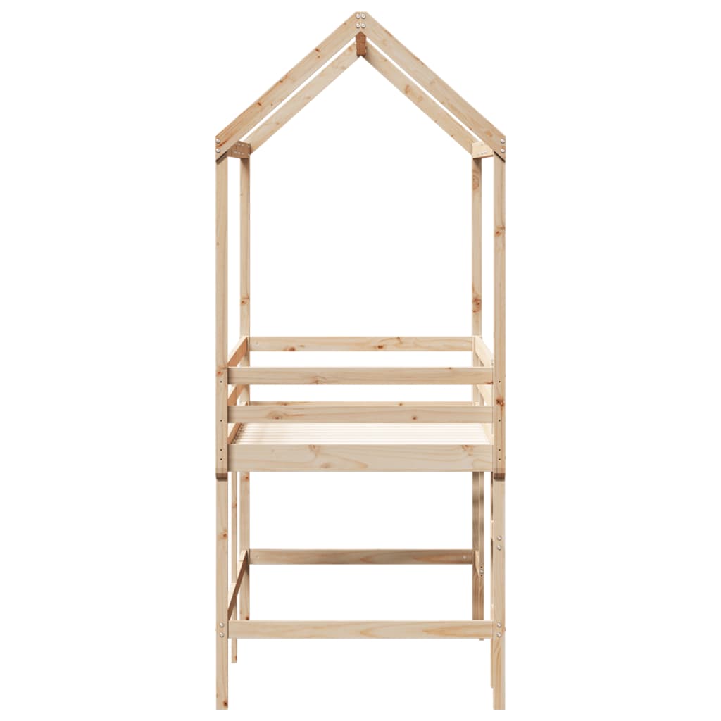 Krevet na kat s ljestvama i krovom 90x190 cm od borovine