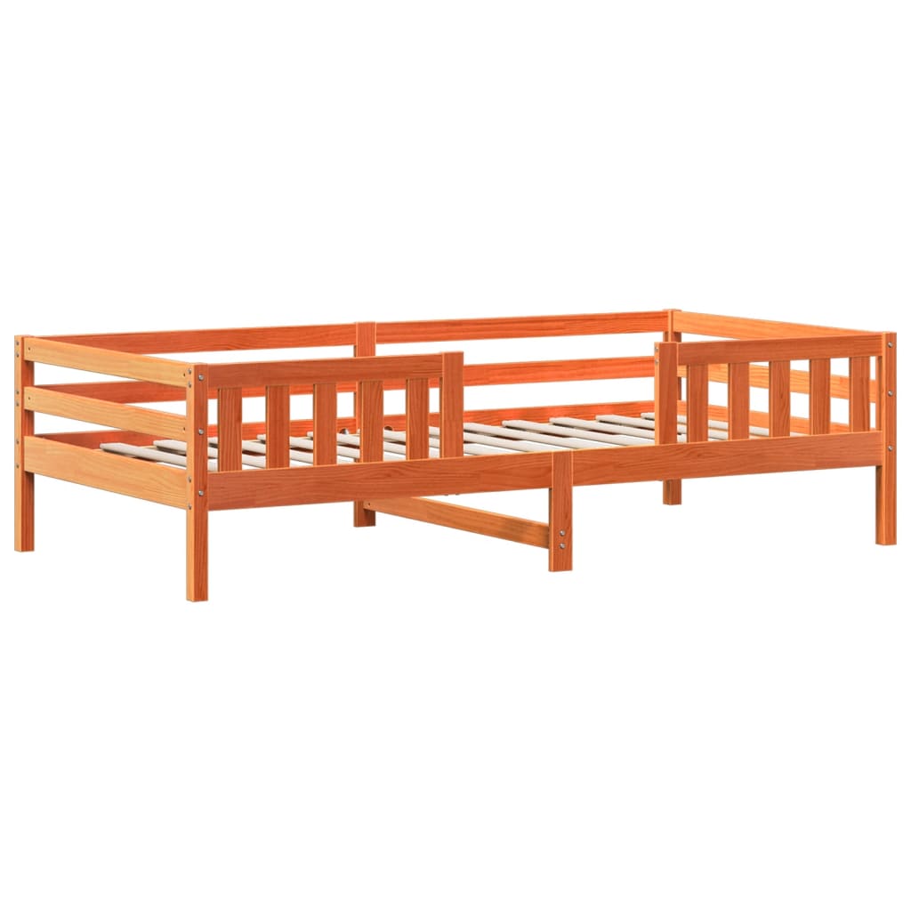 Okvir kreveta s krovom voštano smeđi 90x200 cm masivna borovina