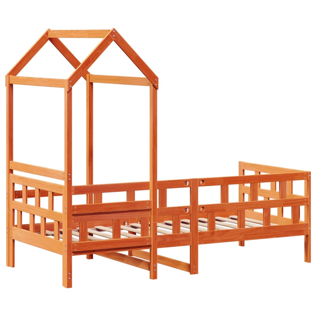 Dnevni krevet s krovom voštano smeđi 90x200 cm masivna borovina