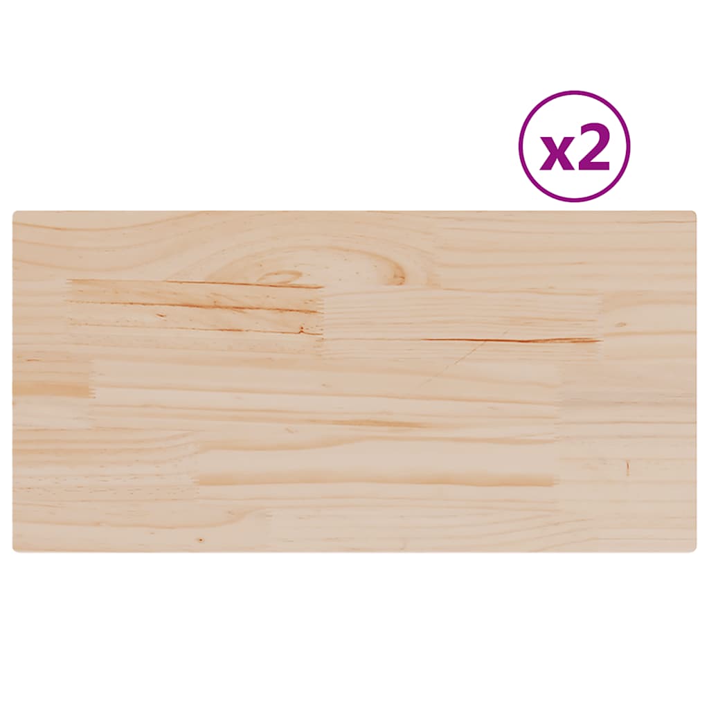 Stolne ploče 2 kom 90x45x2,5 cm od masivne borovine pravokutne