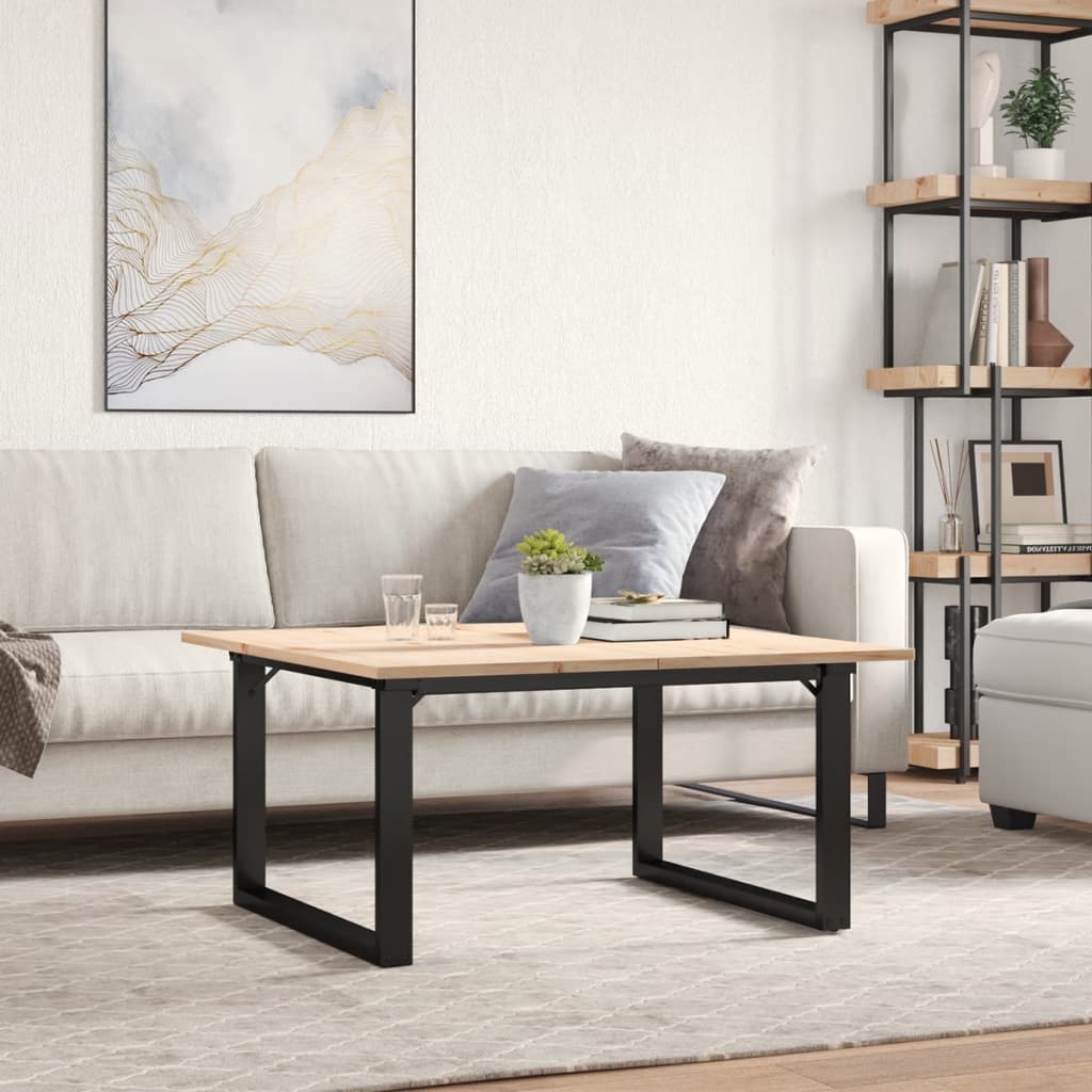 Stolić za kavu O-oblika 90x90x45 cm borovina i čelik