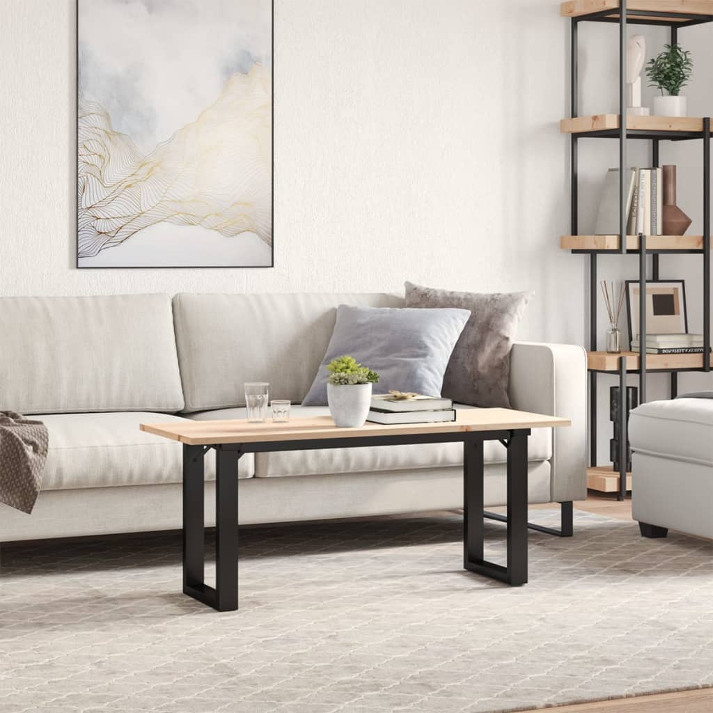 Stolić za kavu O-oblika 110x40x45cm borovina i čelik
