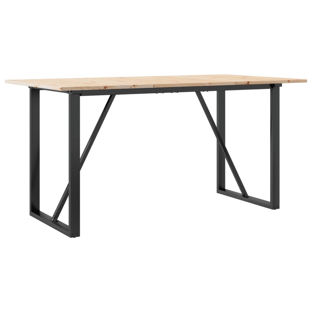 Blagovaonski stol O-oblika 140x80x75 cm od borovine i čelik