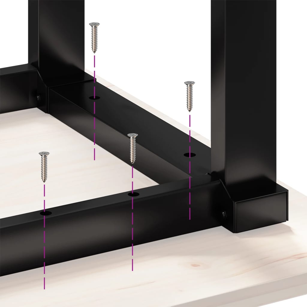 Blagovaonski stol O-oblika 140x80x75 cm od borovine i čelik