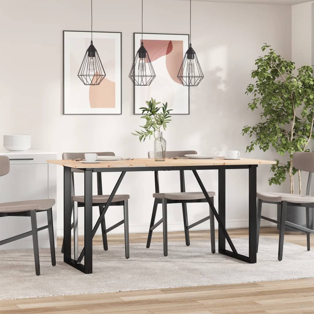 Blagovaonski stol O-oblika 160x80x75 cm od borovine i čelik