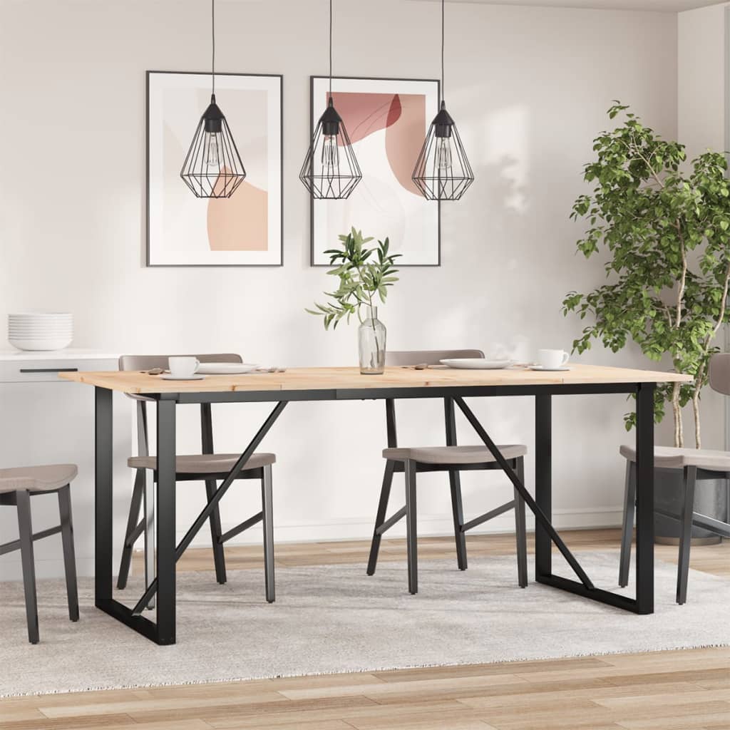 Blagovaonski stol O-oblika 180x90x75 cm od borovine i čelik
