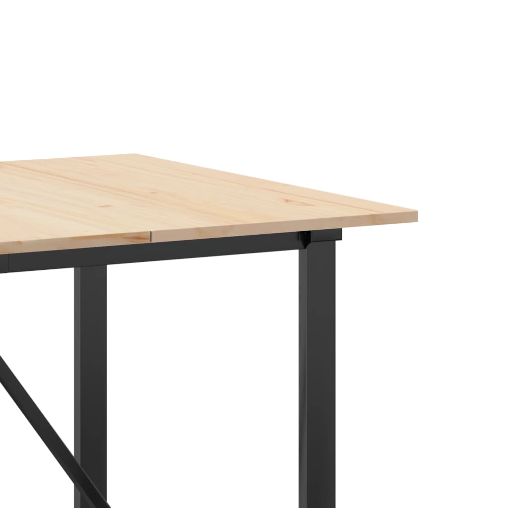 Blagovaonski stol O-oblika 180x90x75 cm od borovine i čelik