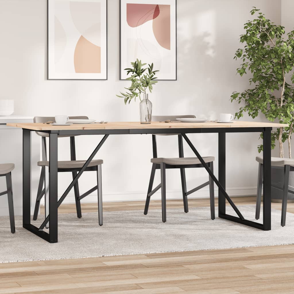 Blagovaonski stol O-oblika 180x90x75 cm od borovine i čelik