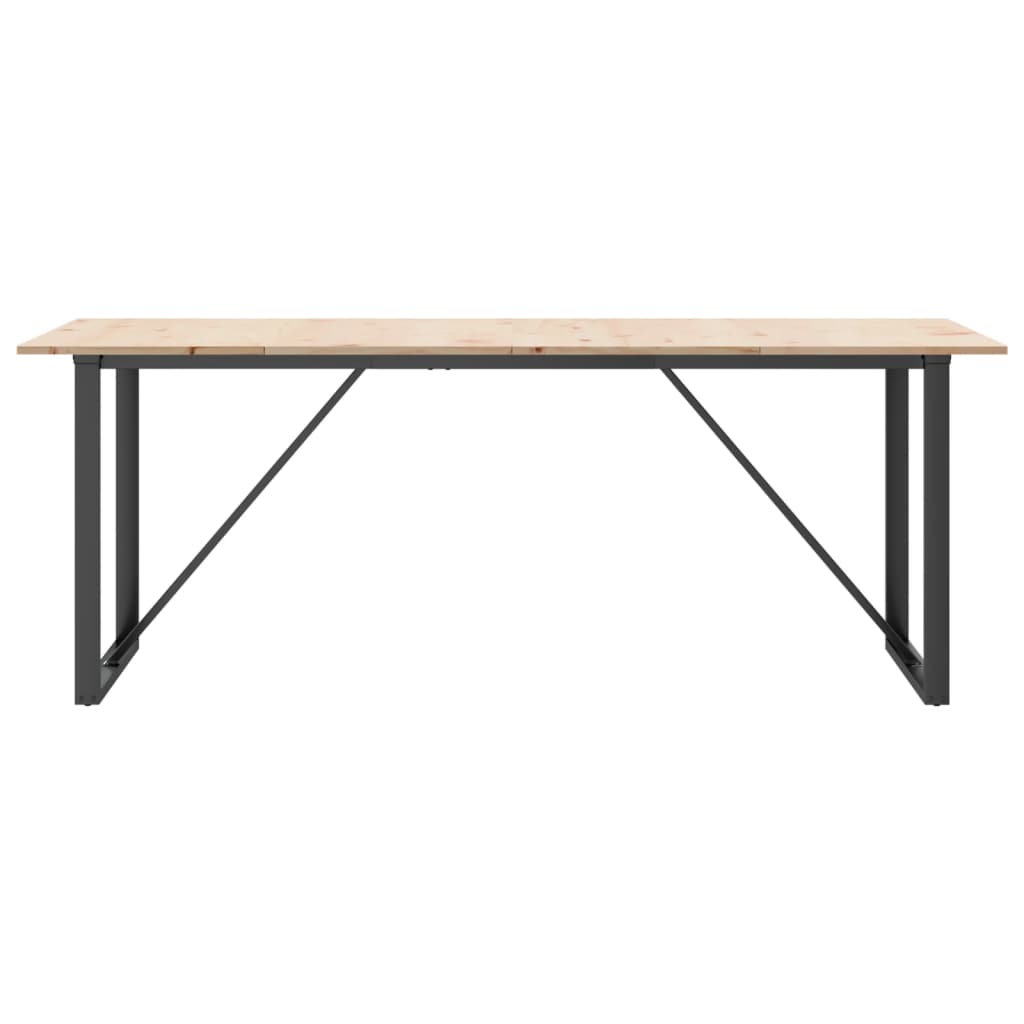 Blagovaonski stol O-oblika 200x100x75 cm od borovine i čelik