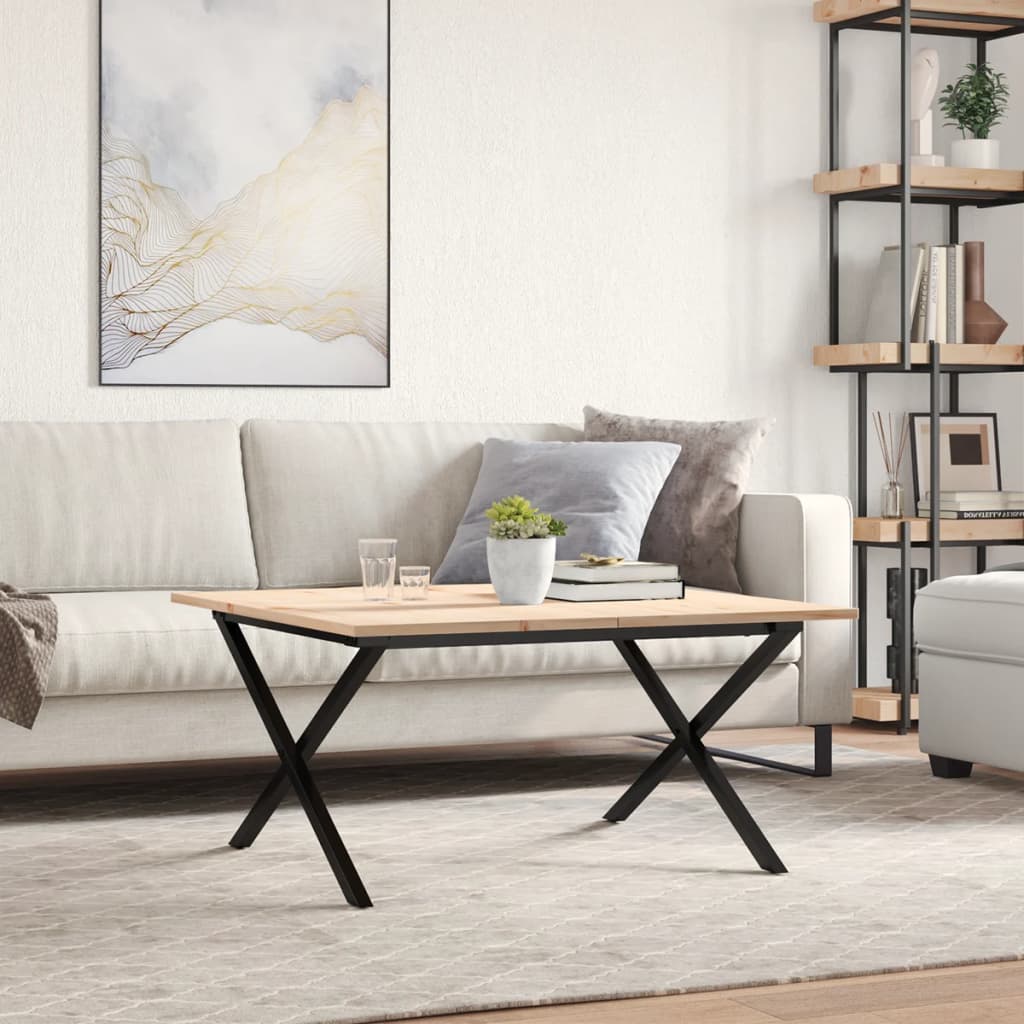 Stolić za kavu X-oblika 80x80x45 cm borovina i čelik
