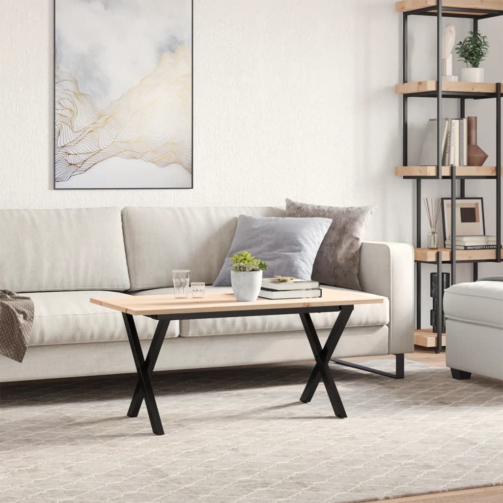 Stolić za kavu X-oblika 90x40x45 cm borovina i čelik
