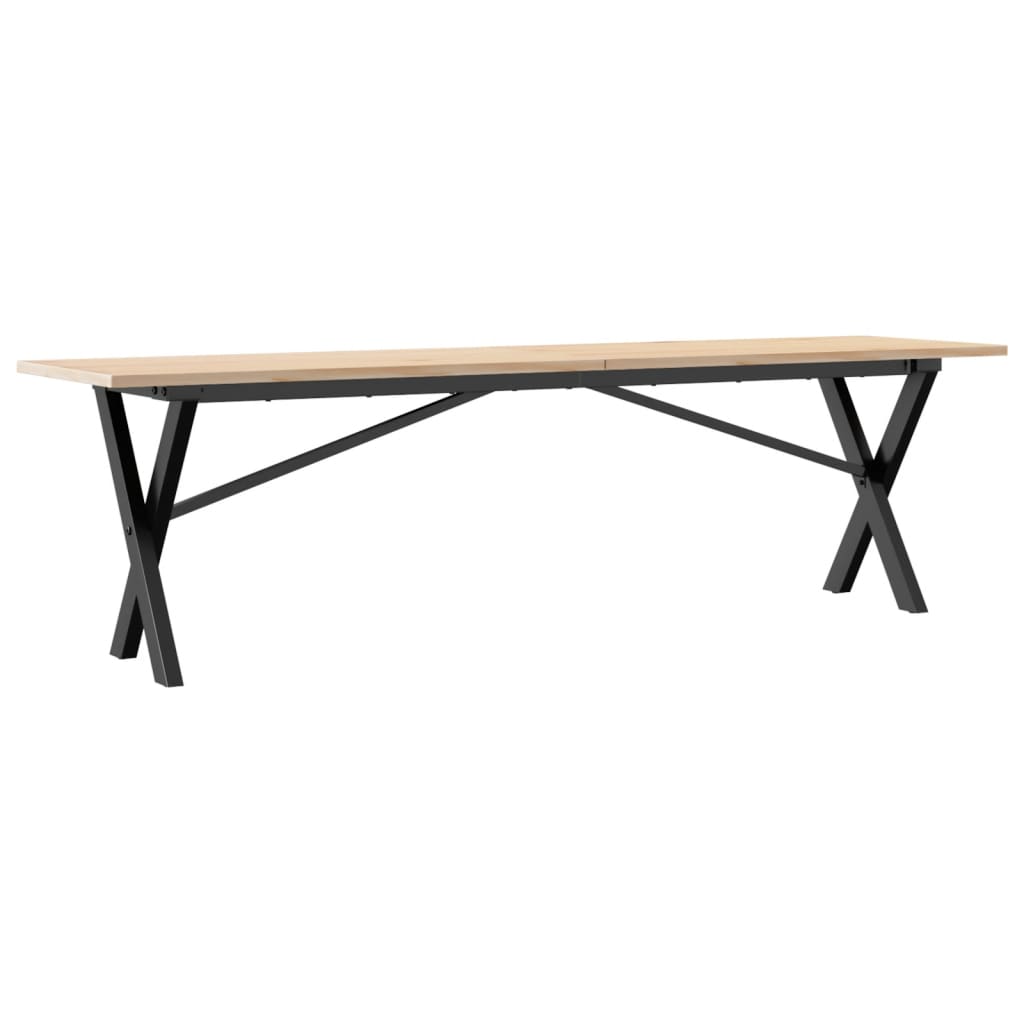 Stolić za kavu X-oblika 160x40x45cm borovina i čelik