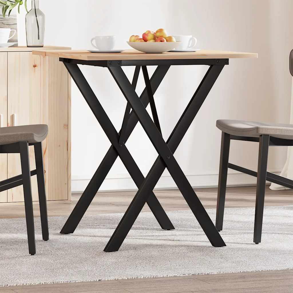 Blagovaonski stol X-oblika 70x70x75 cm od borovine i čelik