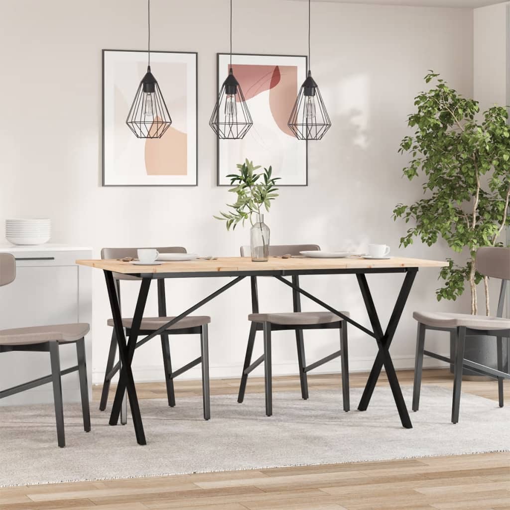 Blagovaonski stol X-oblika 160x80x75 cm od borovine i čelik