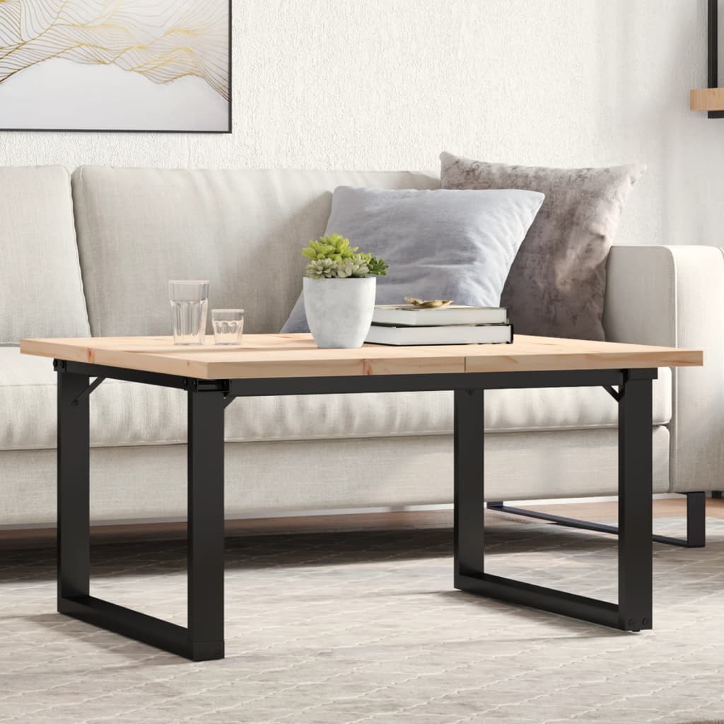 Stolić za kavu O-oblika 90x90x45,5 cm od borovine i čelik
