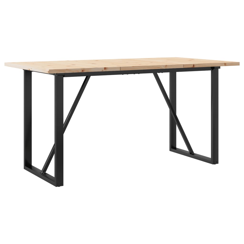 Blagovaonski stol O-oblika 140x80x75,5 cm od borovine i čelik