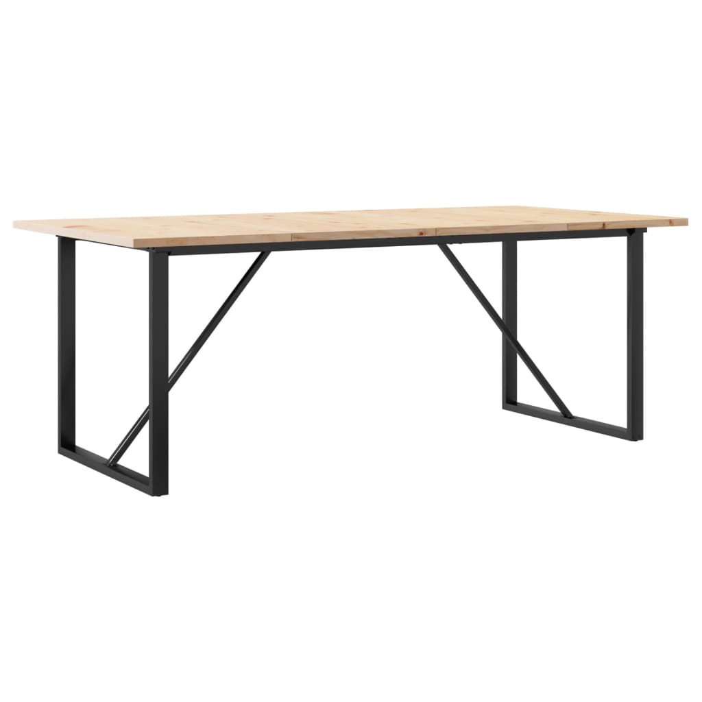 Blagovaonski stol O-oblika 200x100x75,5cm od borovine i čelik