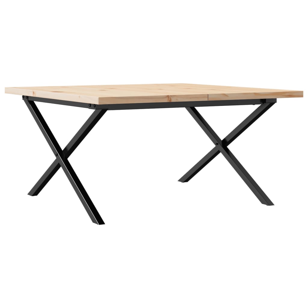 Stolić za kavu X-oblika 80x80x45,5 cm od borovine i čelik