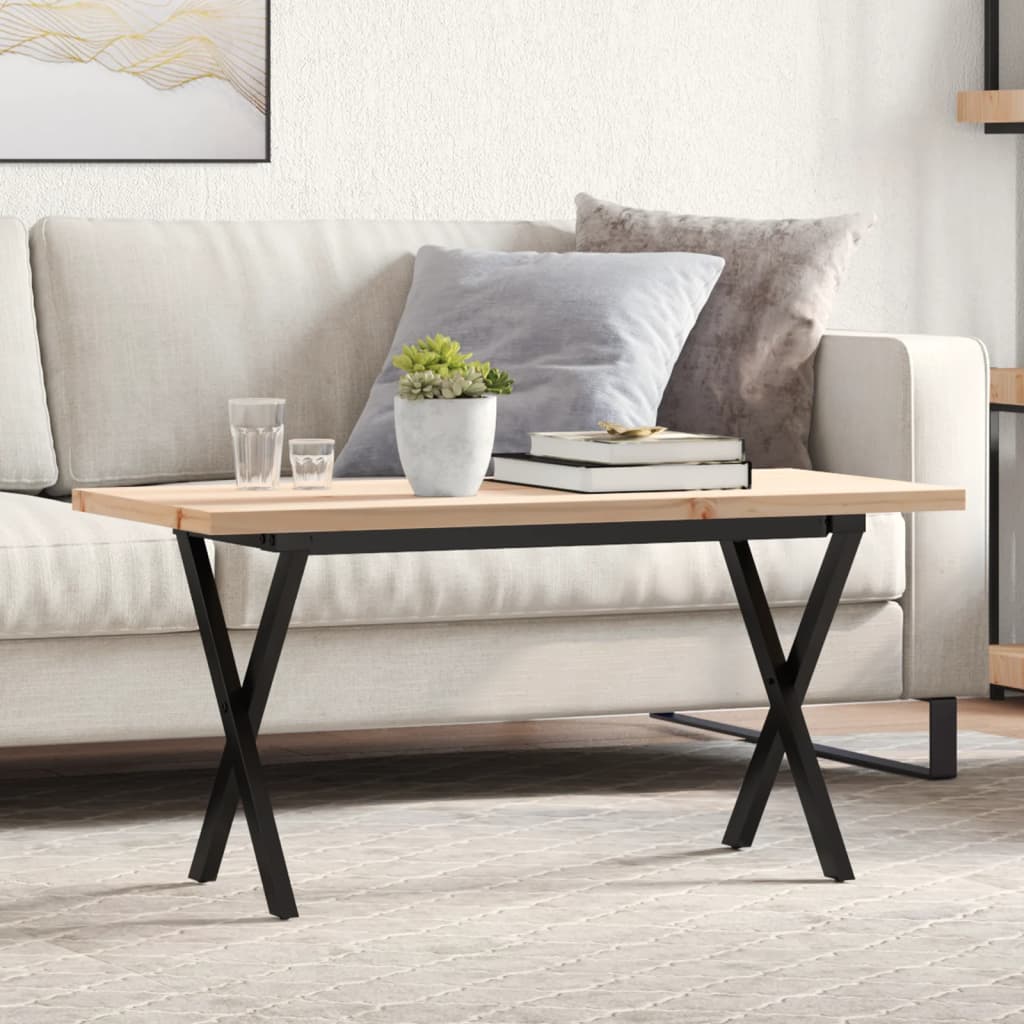Stolić za kavu X-oblika 90x40x45,5 cm od borovine i čelik